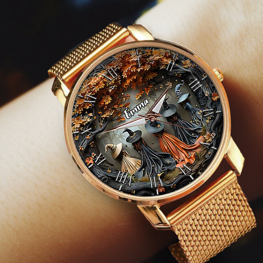Montre-bracelet personnalisée pour femme sorcière - Sorcière magique 