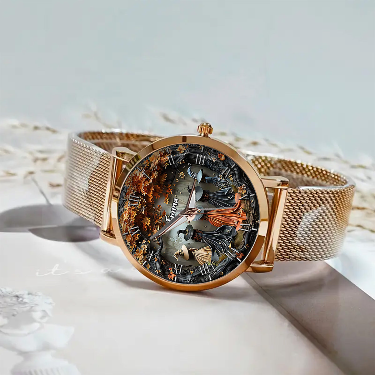 Montre-bracelet personnalisée pour femme sorcière - Sorcière magique 