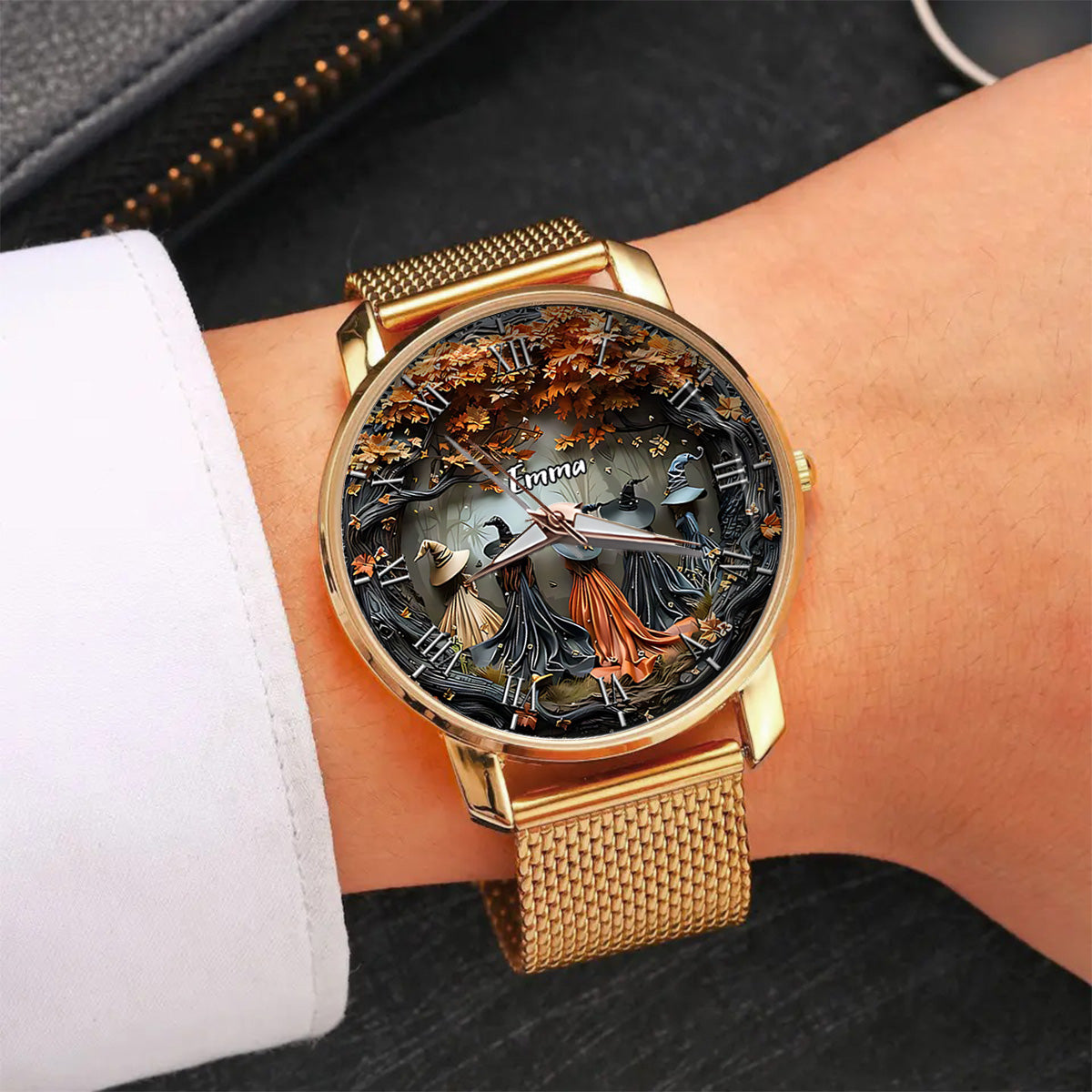Montre-bracelet personnalisée pour femme sorcière - Sorcière magique 