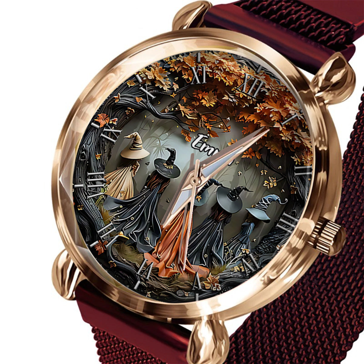 Montre-bracelet personnalisée pour femme sorcière - Sorcière magique 