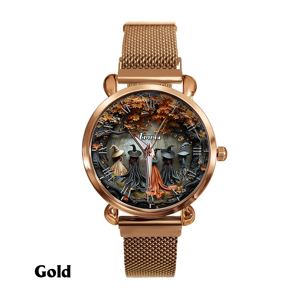 Montre-bracelet personnalisée pour femme sorcière - Sorcière magique 