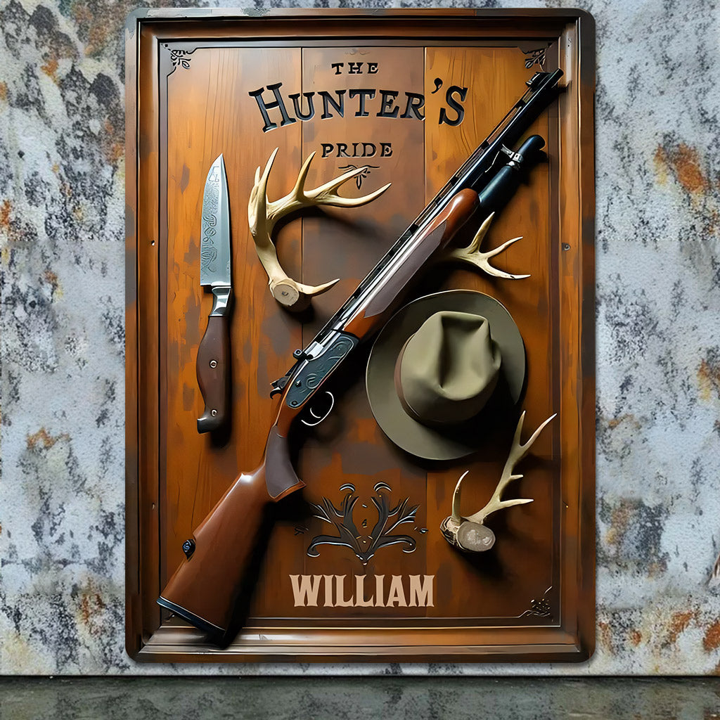 La fierté du chasseur - Panneau métallique rectangulaire personnalisé pour la chasse