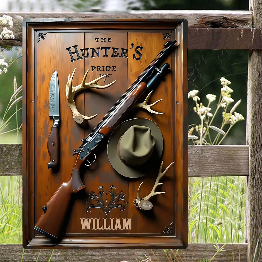 La fierté du chasseur - Panneau métallique rectangulaire personnalisé pour la chasse