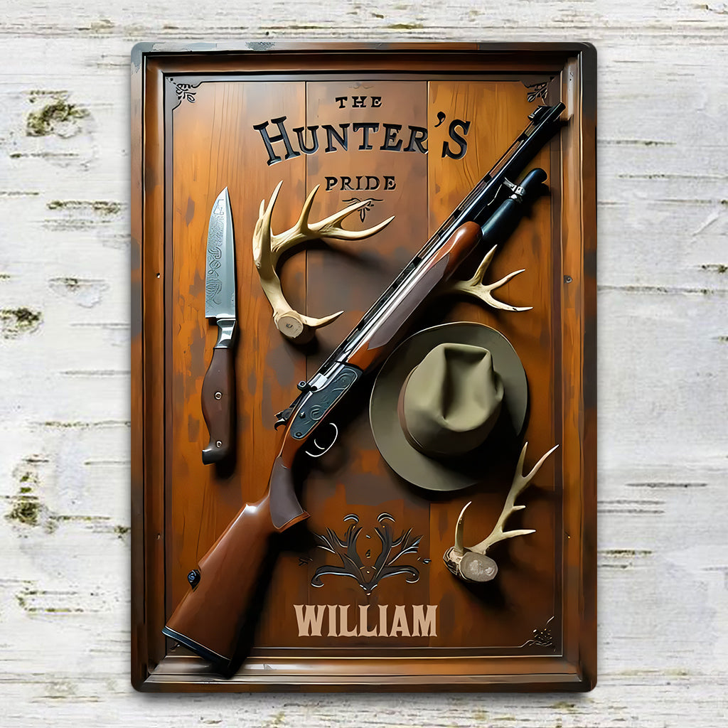 La fierté du chasseur - Panneau métallique rectangulaire personnalisé pour la chasse