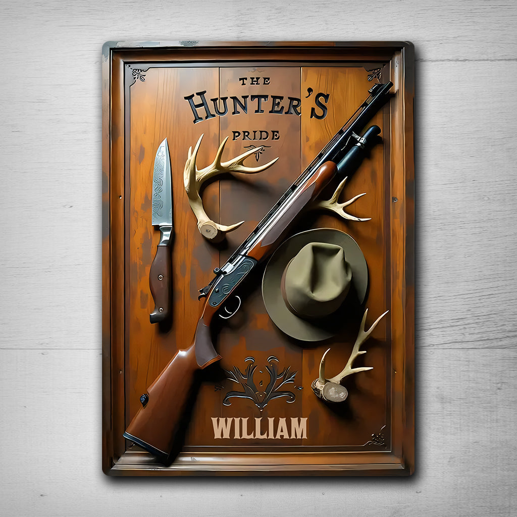La fierté du chasseur - Panneau métallique rectangulaire personnalisé pour la chasse
