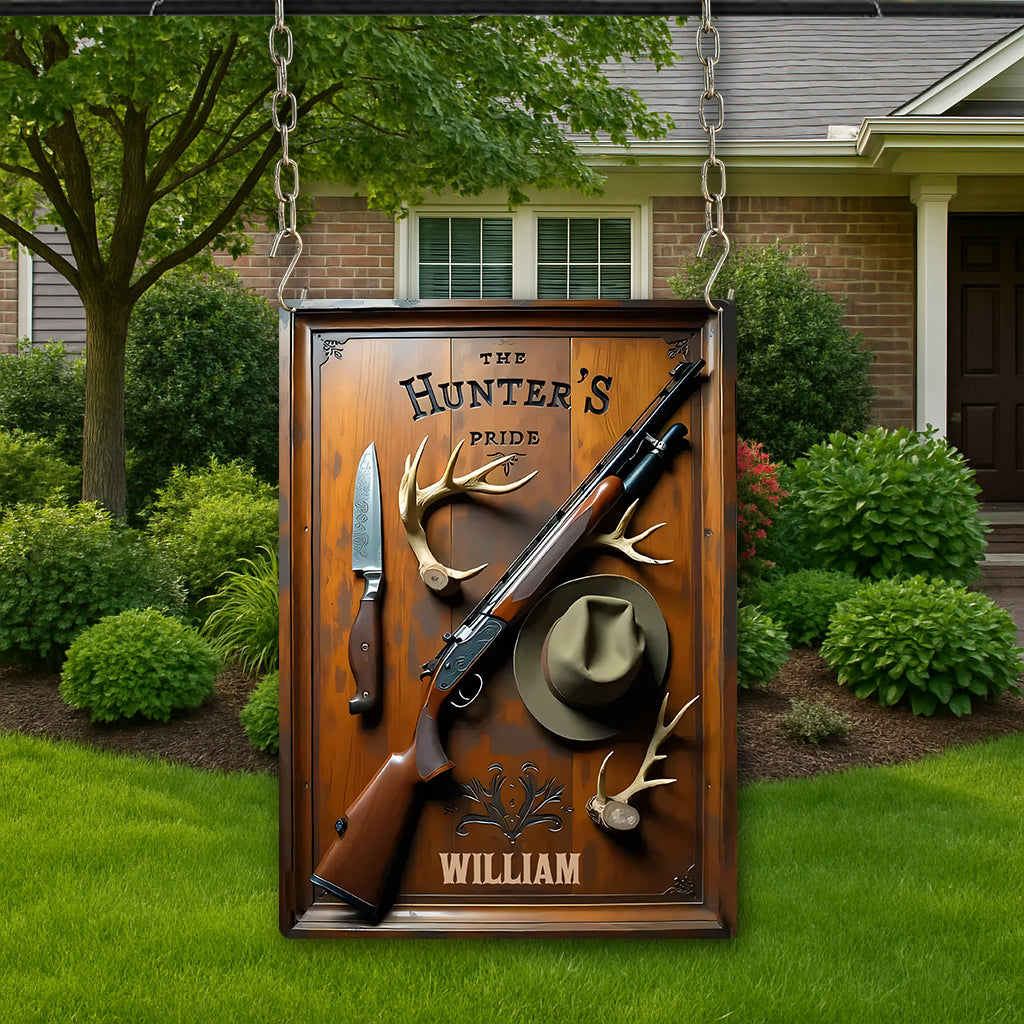 La fierté du chasseur - Panneau métallique rectangulaire personnalisé pour la chasse