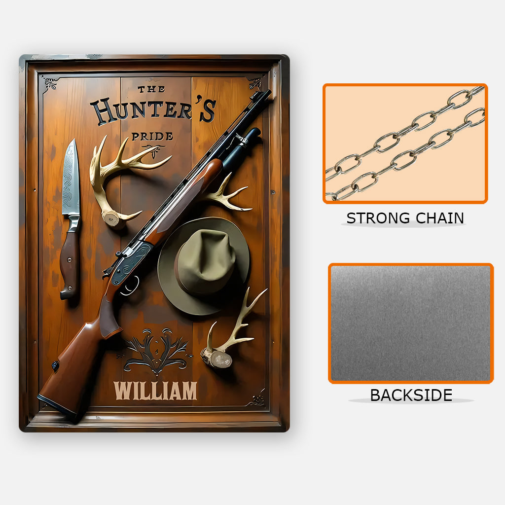 La fierté du chasseur - Panneau métallique rectangulaire personnalisé pour la chasse