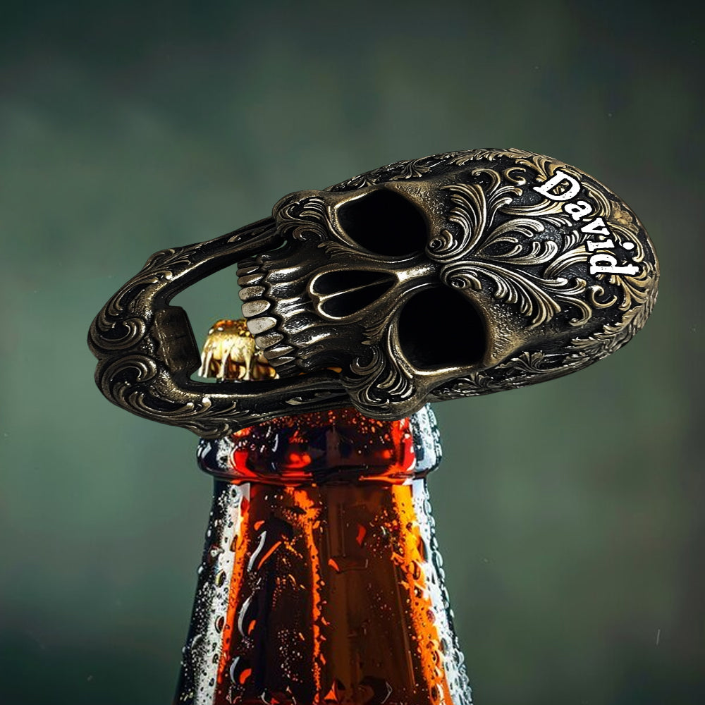 Ouvre-bouteille tête de mort stylée - Ouvre-bouteille de bière personnalisé 