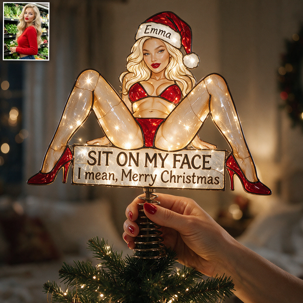Put Me On Top - Personalized Spicy Couple LED Light Tree Topper