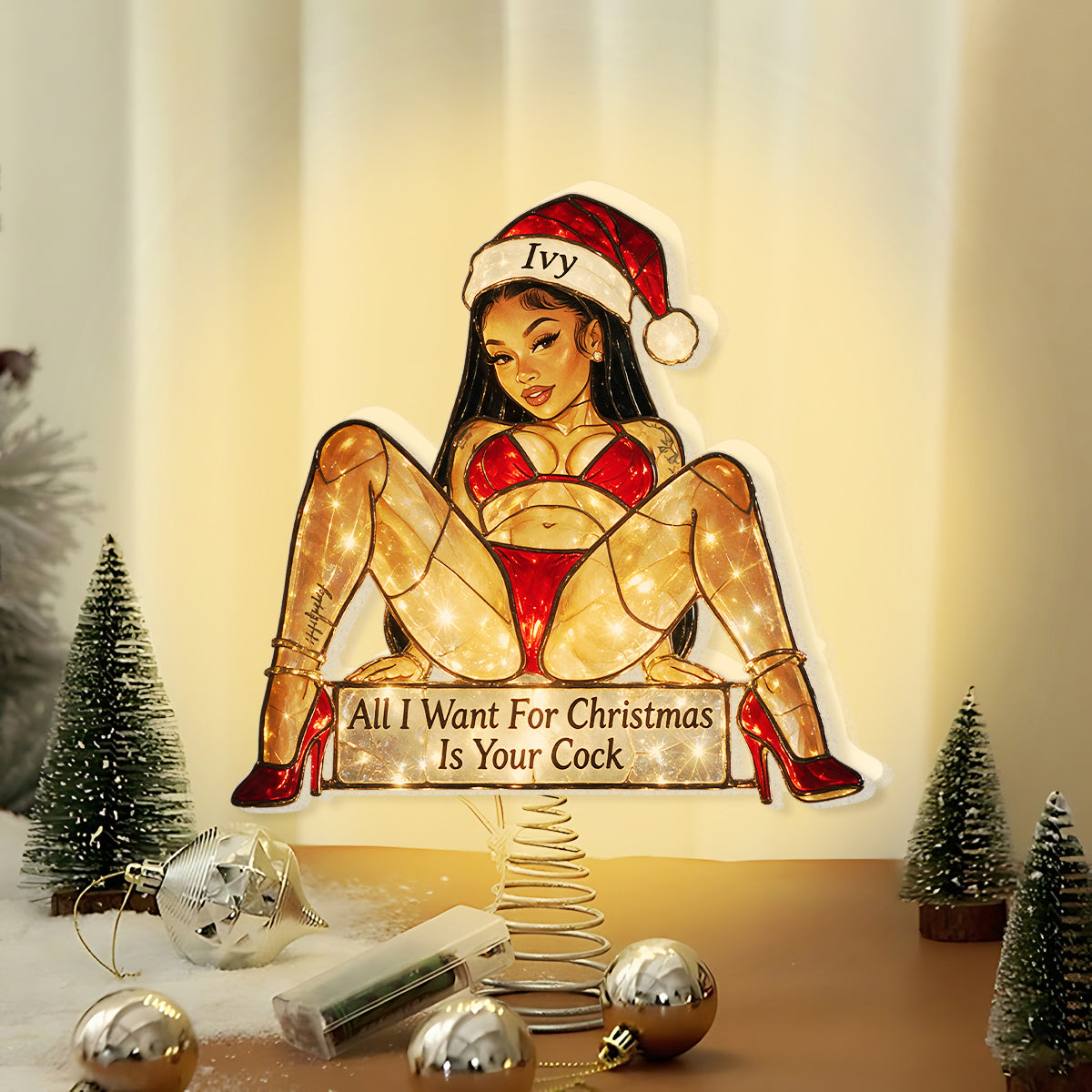 Put Me On Top - Personalized Spicy Couple LED Light Tree Topper
