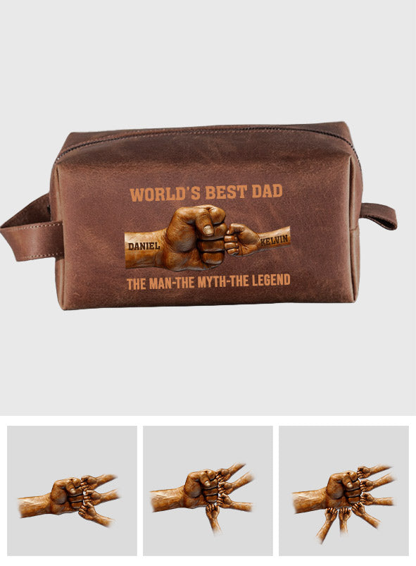 World's Best Dad - Personalized Father Leather Toiletry Bag