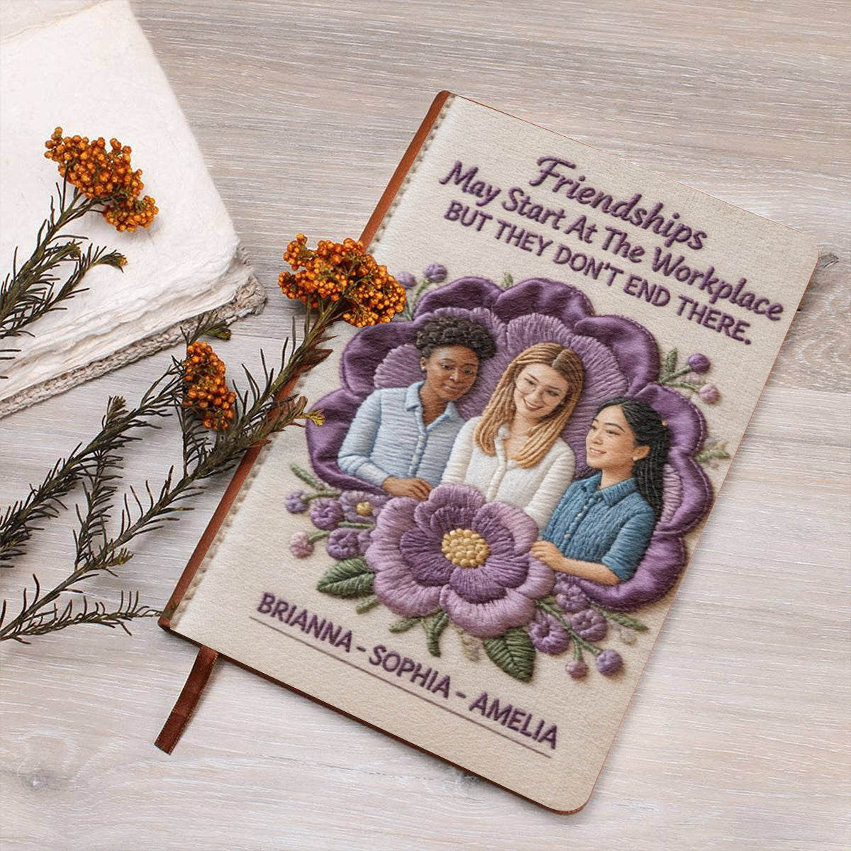 Custom From Photo, Flower - Personalized Colleague Leather Journal