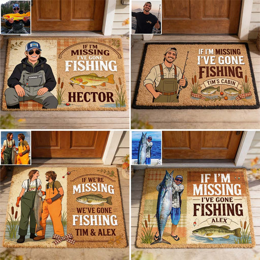 Si je manque, c'est que je suis parti - Tapis de porte/ Tapis personnalisé en forme de poisson