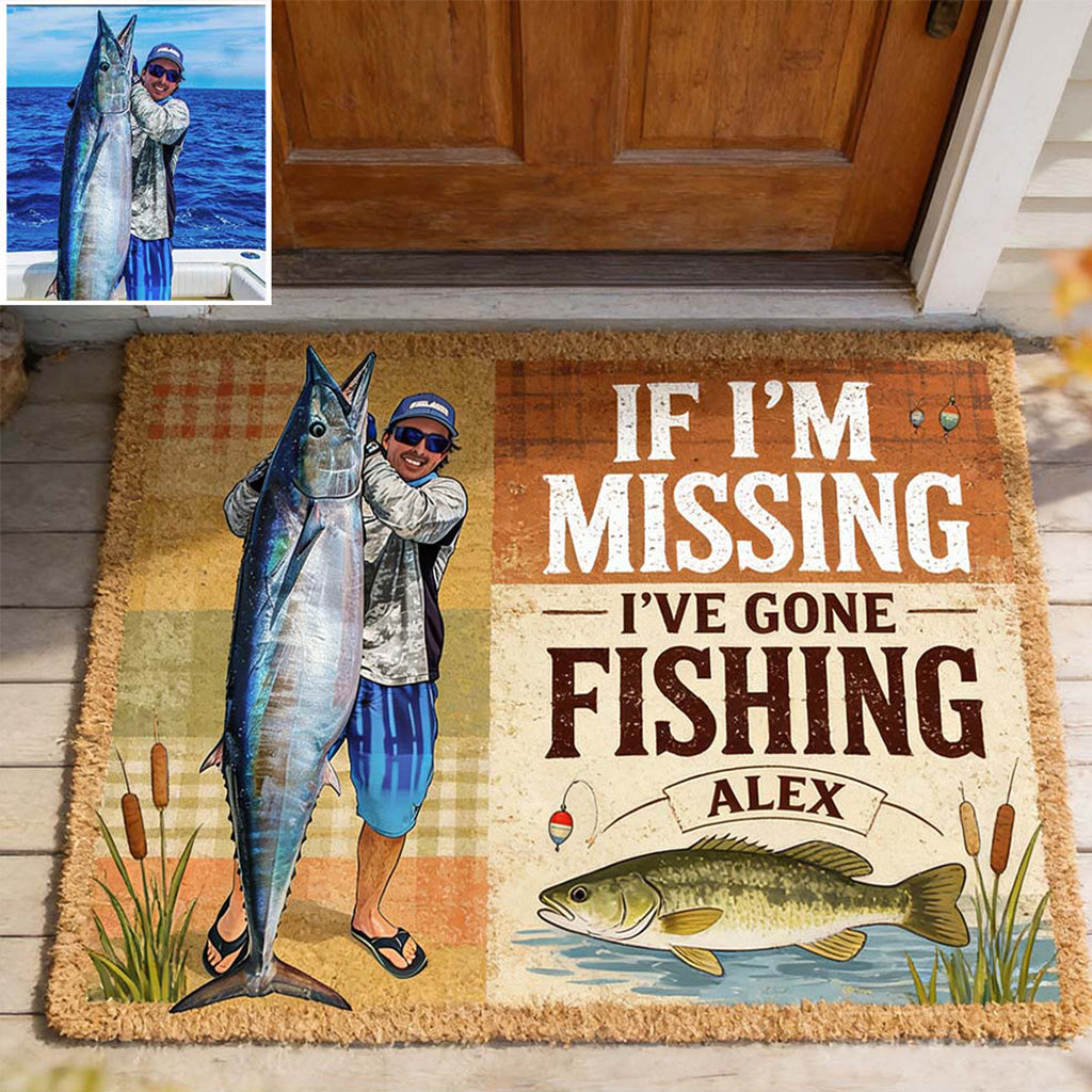 Si je manque, c'est que je suis parti - Tapis de porte/ Tapis personnalisé en forme de poisson