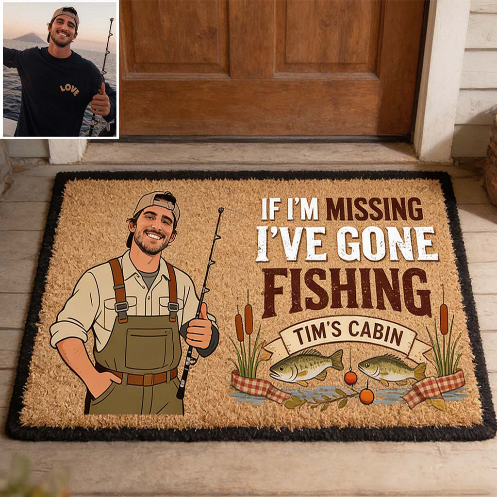 Si je manque, c'est que je suis parti - Tapis de porte/ Tapis personnalisé en forme de poisson