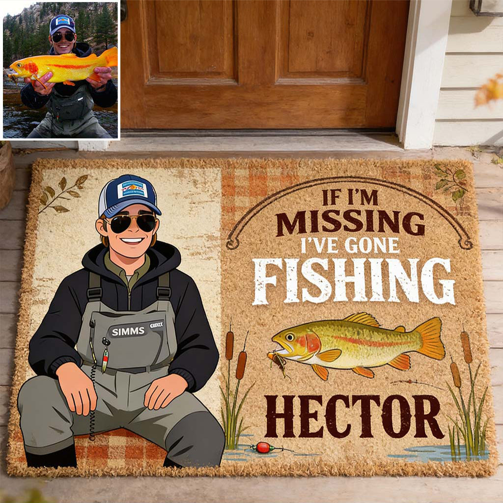 Si je manque, c'est que je suis parti - Tapis de porte/ Tapis personnalisé en forme de poisson