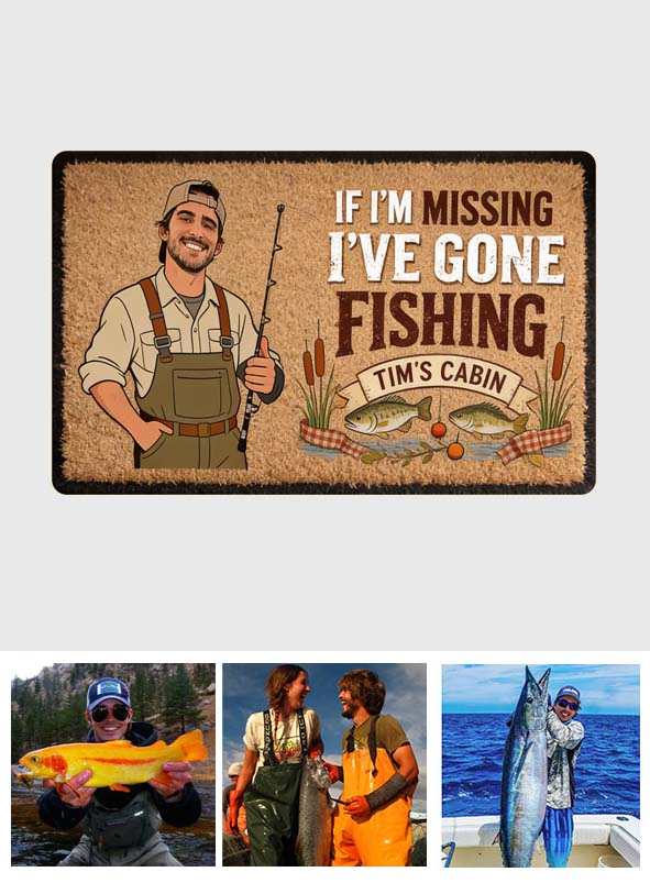 Si je manque, c'est que je suis parti - Tapis de porte/ Tapis personnalisé en forme de poisson