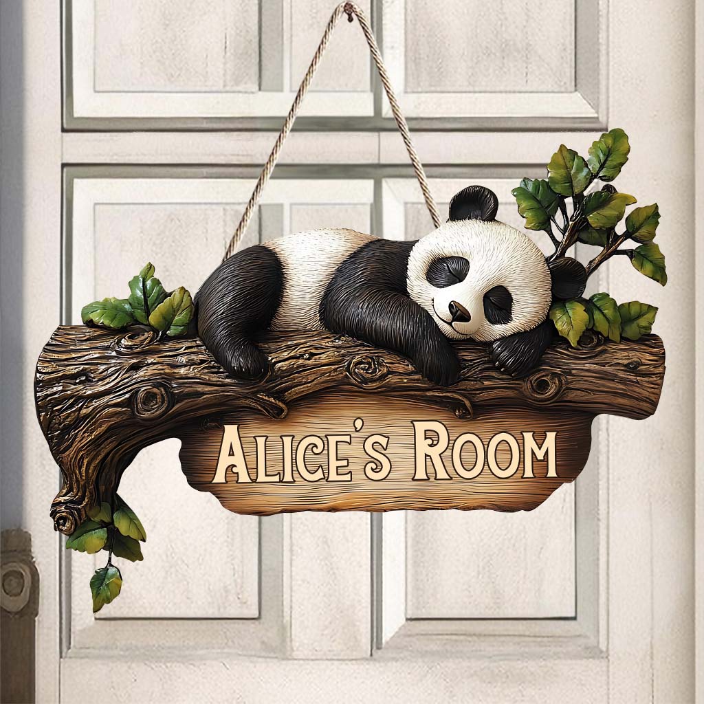 Panneau de chambre Panda mignon - Panneau en bois personnalisé pour les amoureux des pandas