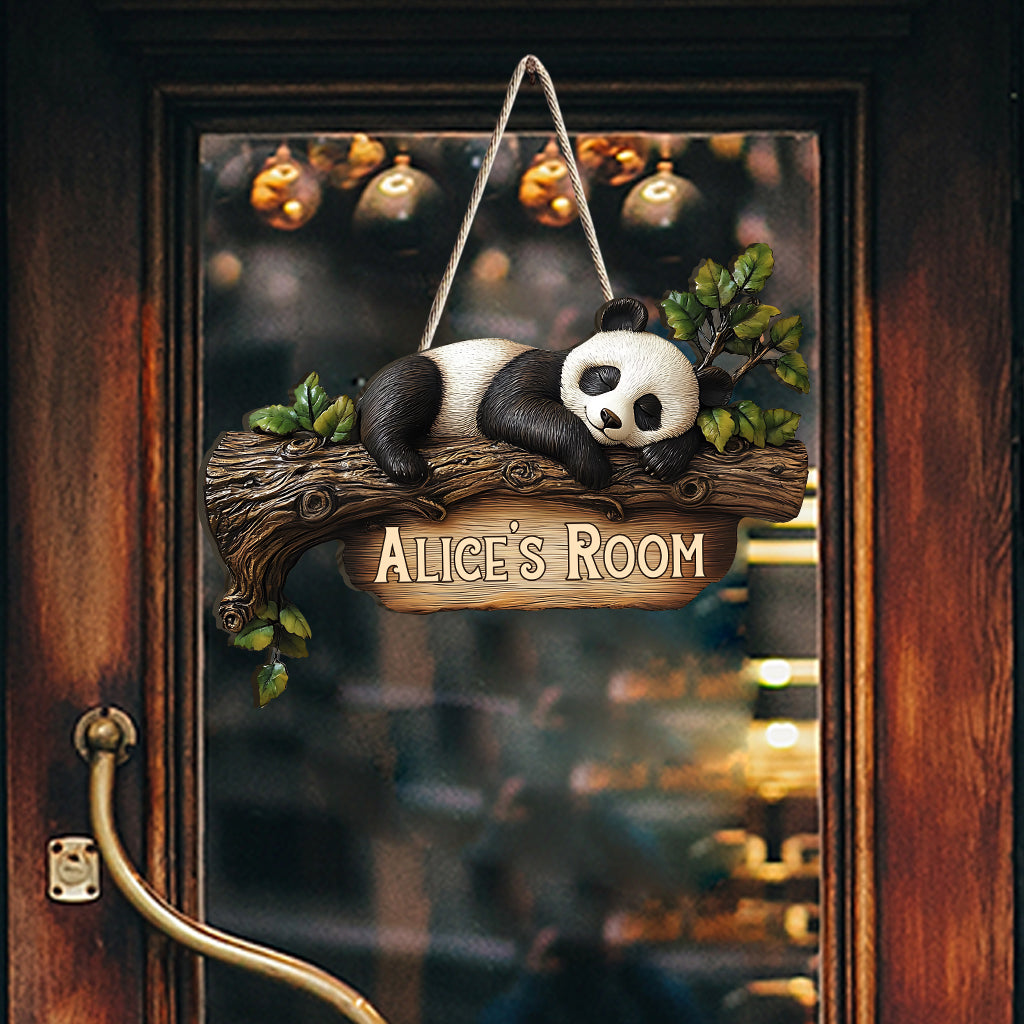 Panneau de chambre Panda mignon - Panneau en bois personnalisé pour les amoureux des pandas
