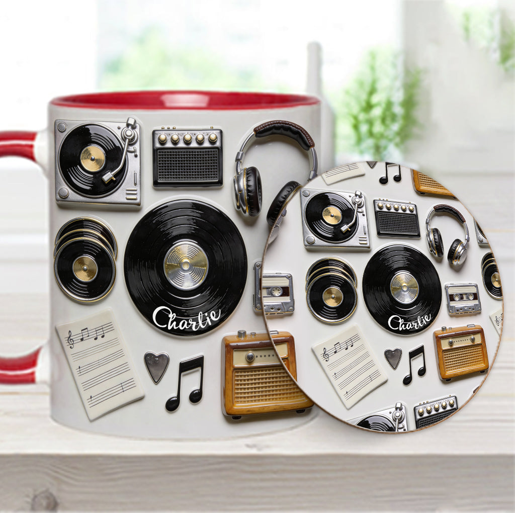 J'adore le vinyle - Mug et sous-verre personnalisés avec motif vinyle