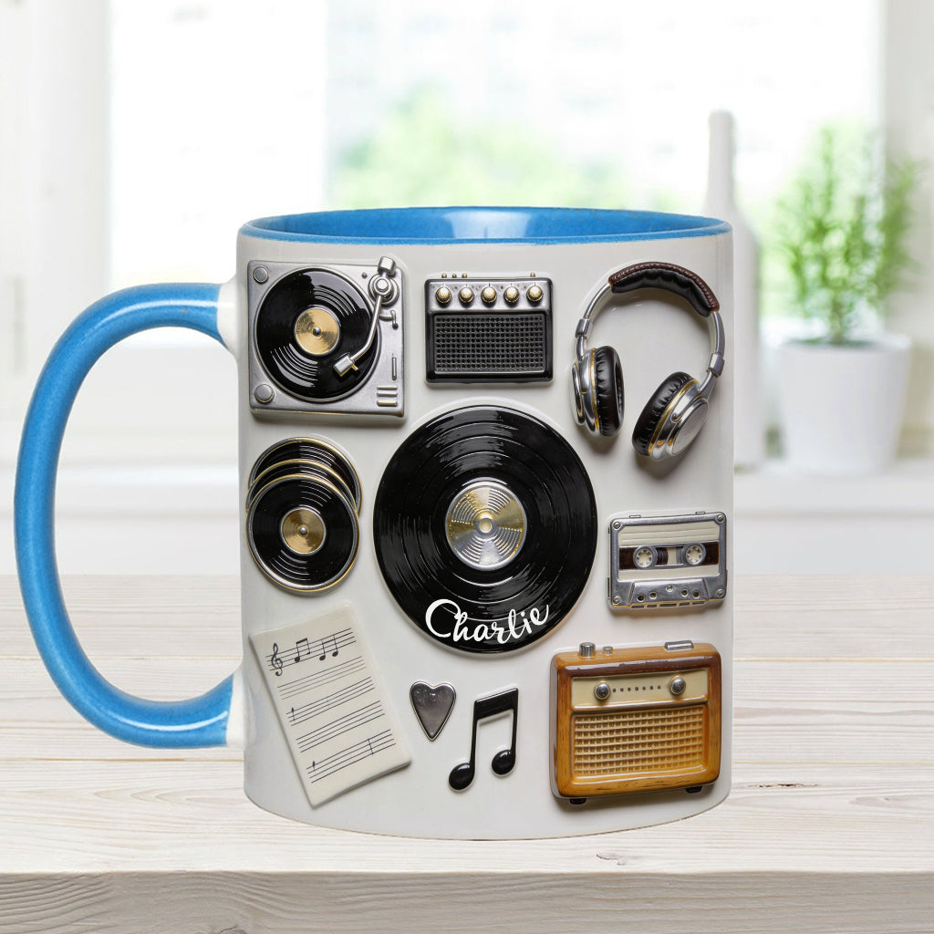 J'adore le vinyle - Mug et sous-verre personnalisés avec motif vinyle