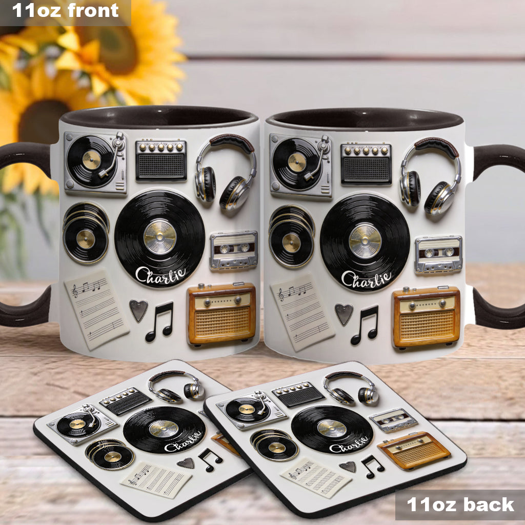 J'adore le vinyle - Mug et sous-verre personnalisés avec motif vinyle