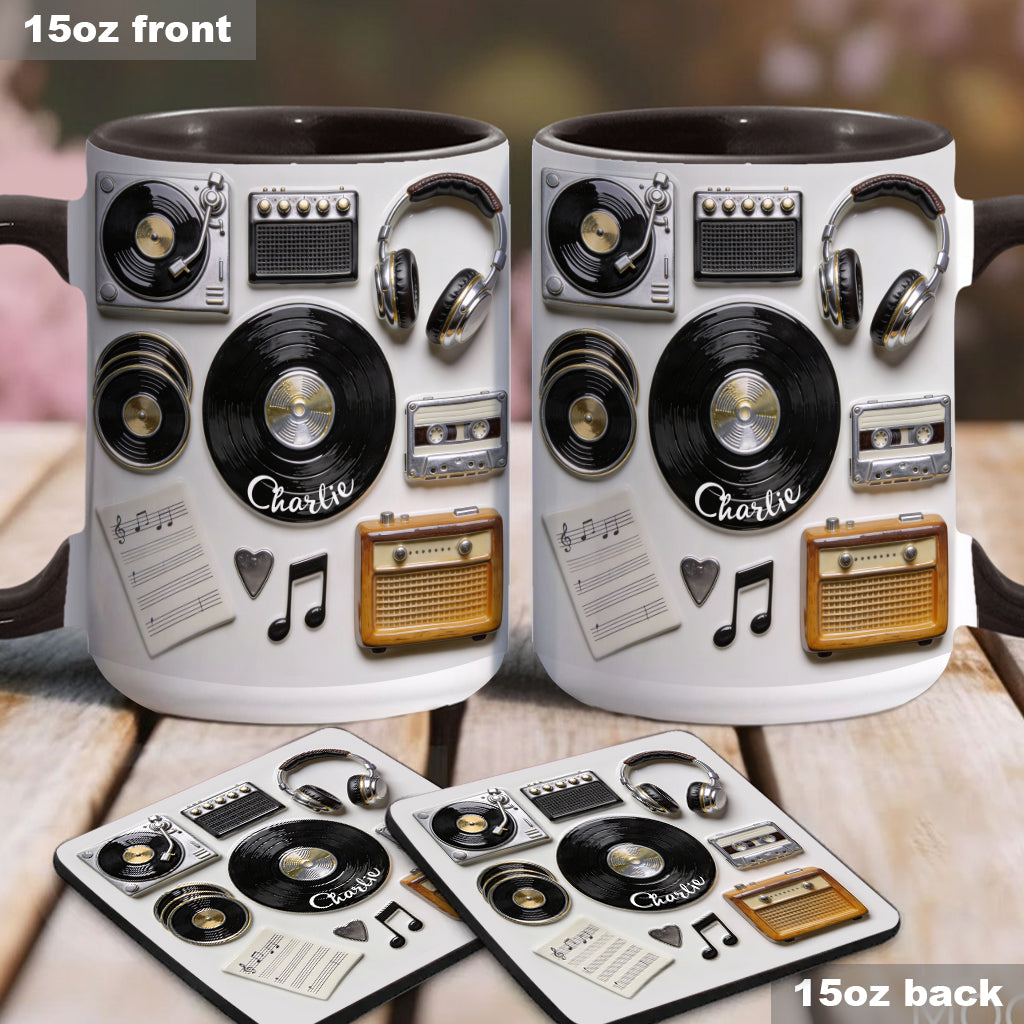 J'adore le vinyle - Mug et sous-verre personnalisés avec motif vinyle