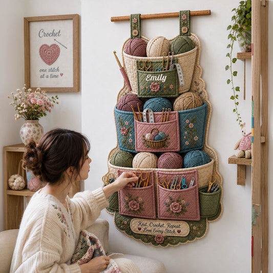 Amour Crochet/Tricot - Organisateur Suspendu Personnalisé