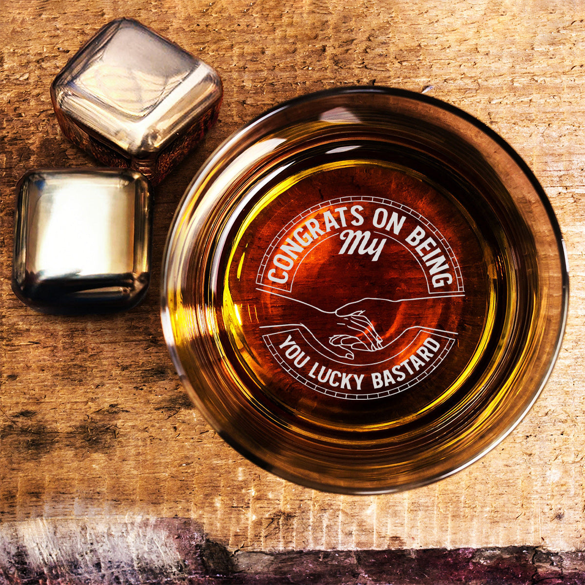 Félicitations pour être mon mari ! – Verre à whisky gravé personnalisé pour couple