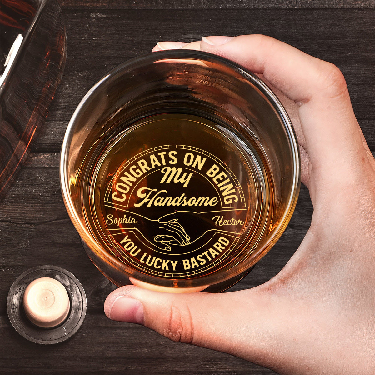 Félicitations pour être mon mari ! – Verre à whisky gravé personnalisé pour couple