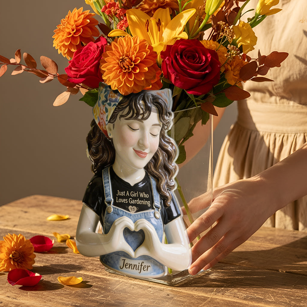 Just A Girl Who Loves Gardening - Personalized Gardening Acrylic Pot