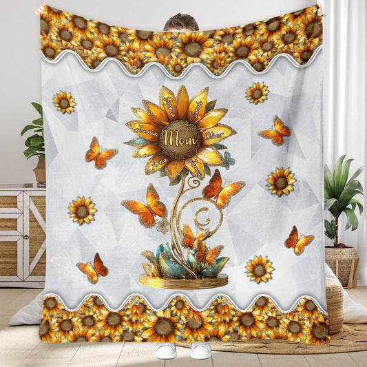 Magnifique cadeau tournesol pour maman, grand-mère - Couverture personnalisée pour maman