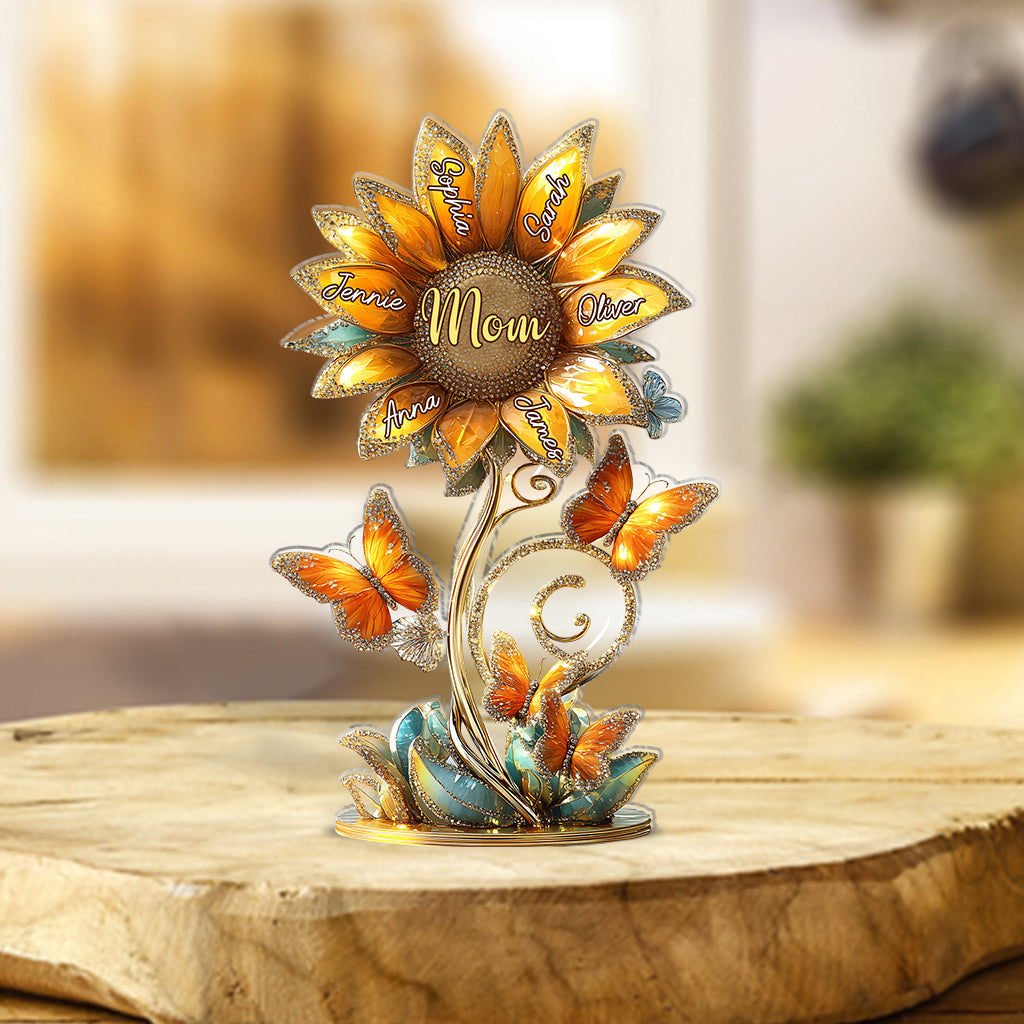 Magnifique cadeau tournesol pour maman, grand-mère - Plaque acrylique personnalisée en forme de tournesol