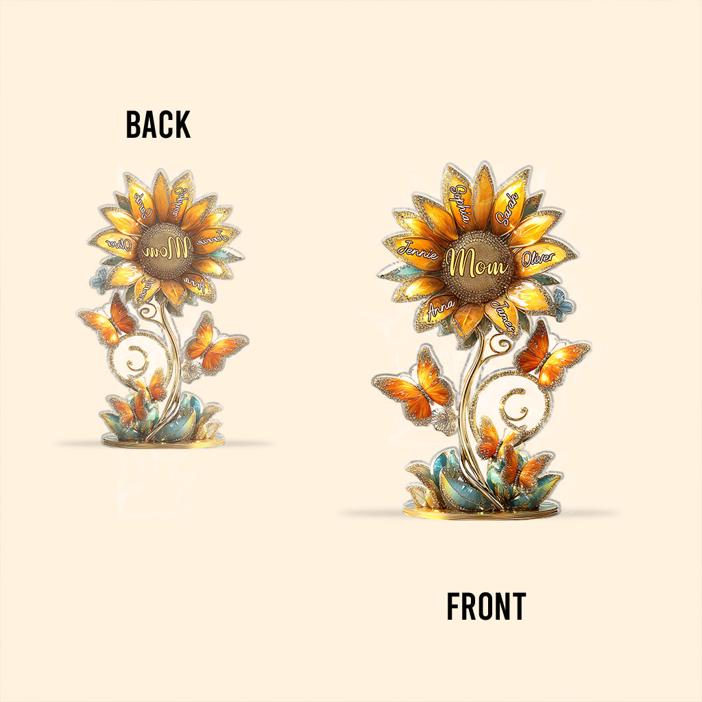 Magnifique cadeau tournesol pour maman, grand-mère - Plaque acrylique personnalisée en forme de tournesol