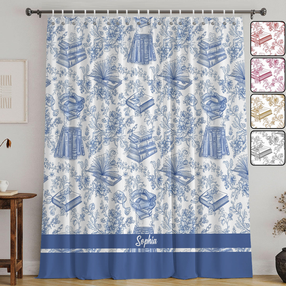 Toile de Jouy Chinoiserie Book - Ensemble de rideaux occultants personnalisés