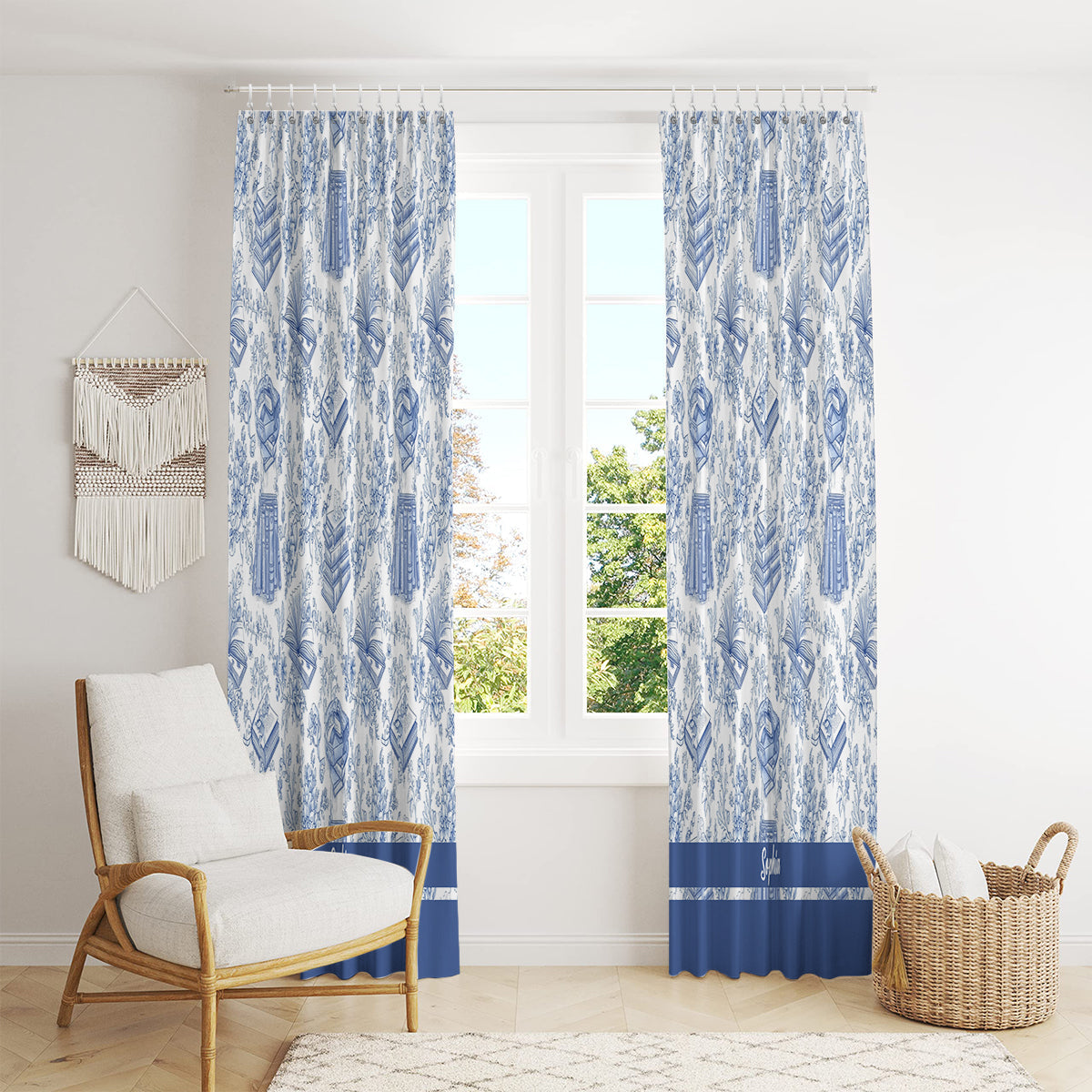 Toile de Jouy Chinoiserie Book - Ensemble de rideaux occultants personnalisés