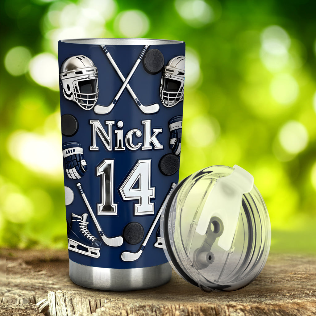 Ice Hockey Makes Me Happy - Personalized Hockey Tumbler