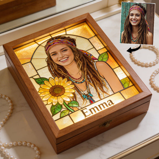 Custom Birth Flower & Name - Personalized Self Love Wooden Box
