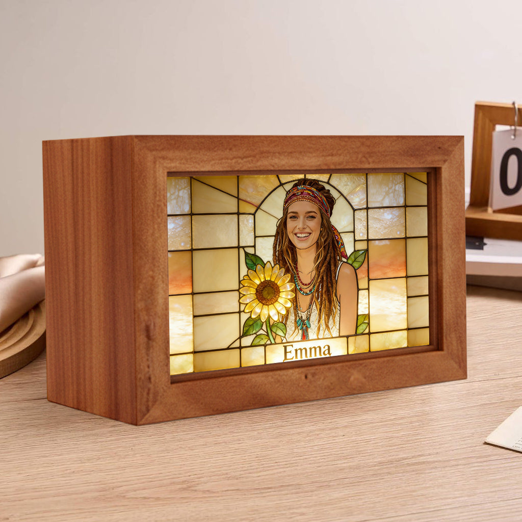 Fleur de naissance et prénom personnalisés - Coffret en bois personnalisé pour s'aimer soi-même