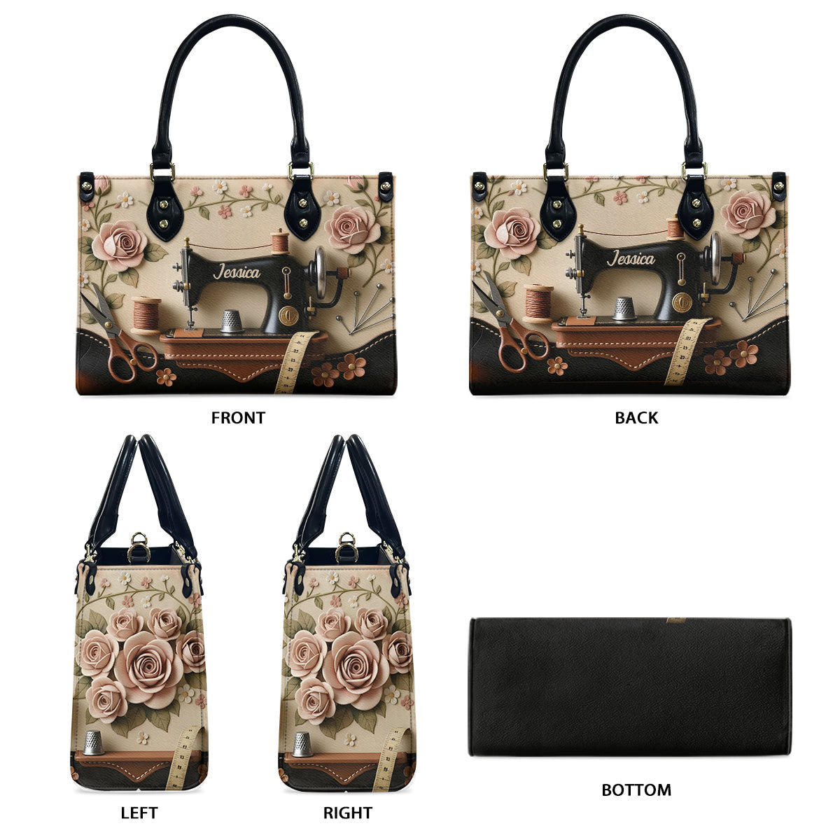 Cadeau idéal pour les passionnées de couture - Sac à main en cuir personnalisé pour la couture