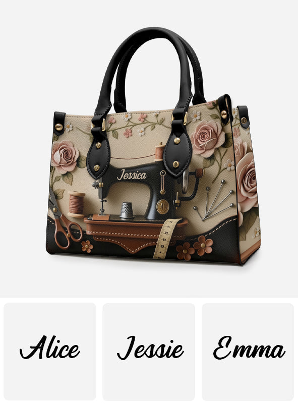 Cadeau idéal pour les passionnées de couture - Sac à main en cuir personnalisé pour la couture