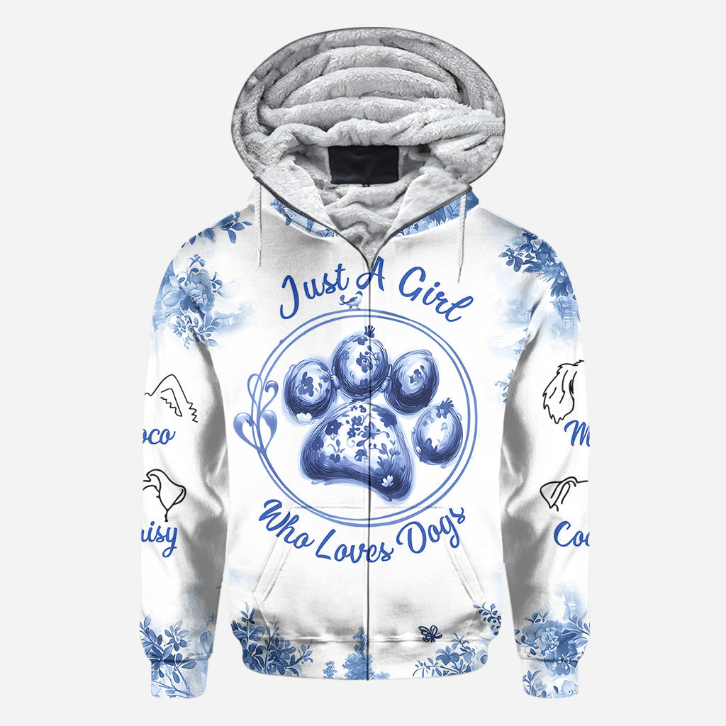 T-shirt personnalisé « Juste une fille qui aime les chiens » avec un motif de chien.