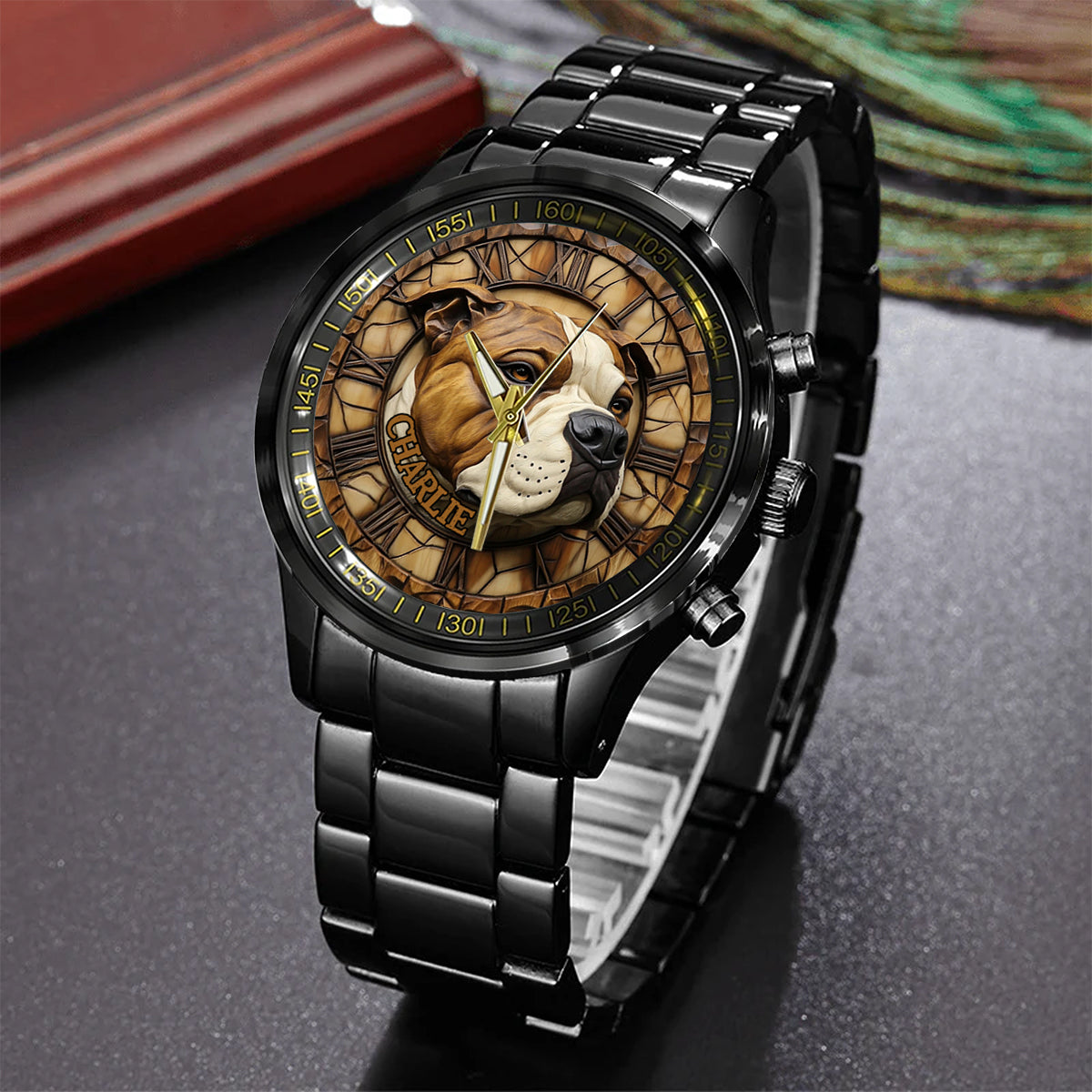 Brave American Staffordshire Terrier - Personalized Dog Hand Watch