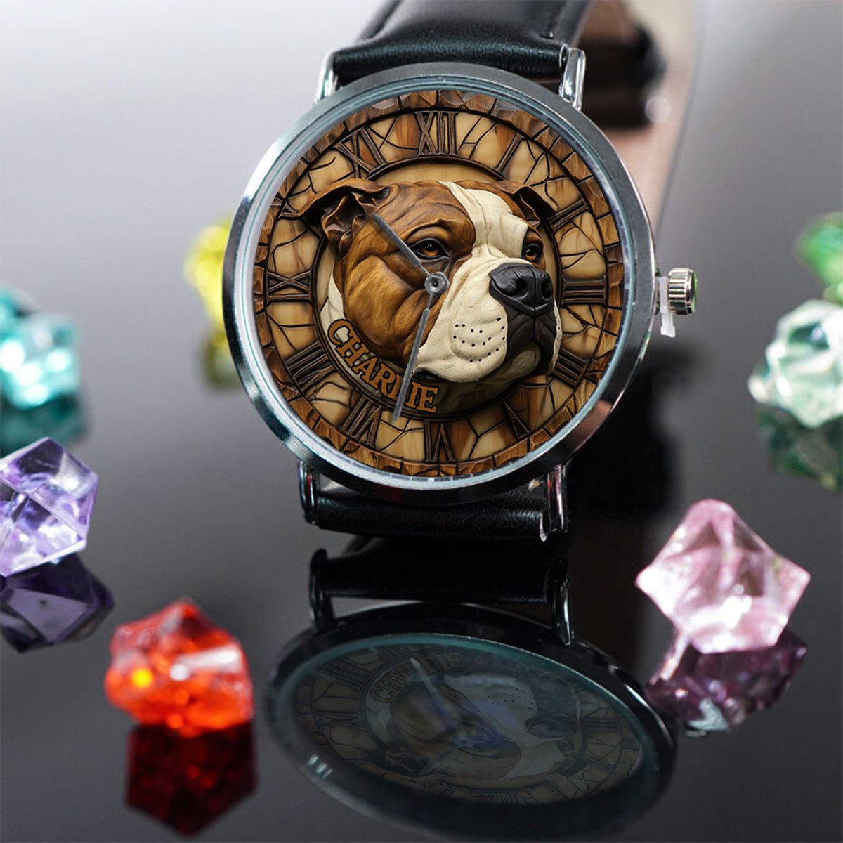 Brave American Staffordshire Terrier - Personalized Dog Hand Watch