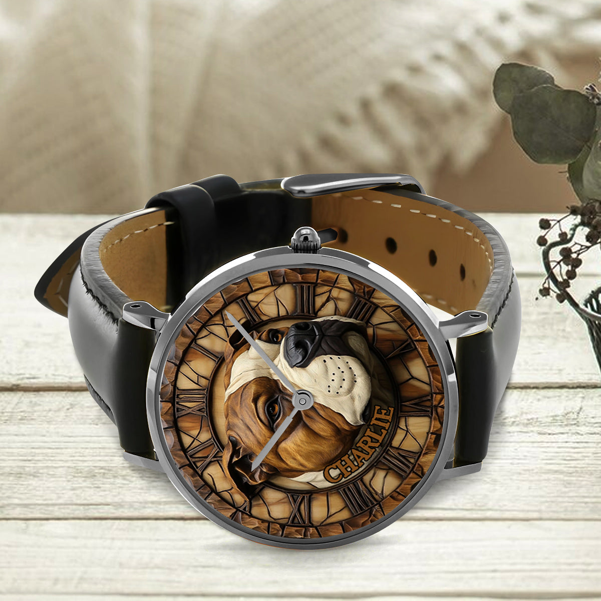 Brave American Staffordshire Terrier - Personalized Dog Hand Watch