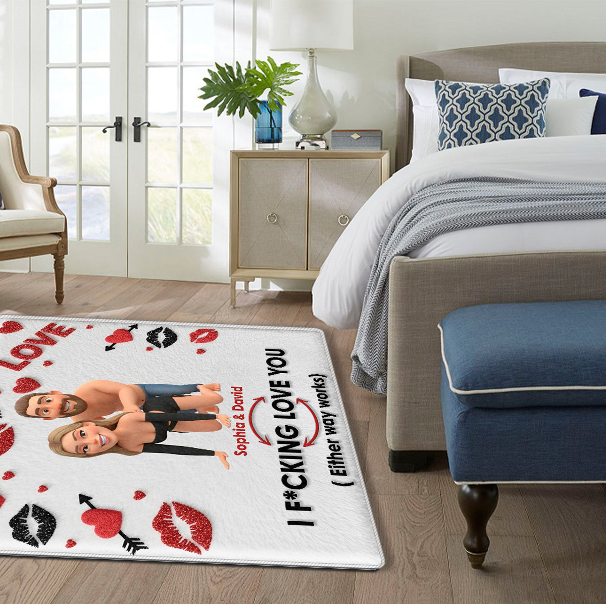 Si je t'aime de toute façon, ça marche - Tapis touffeté antidérapant personnalisé pour couple