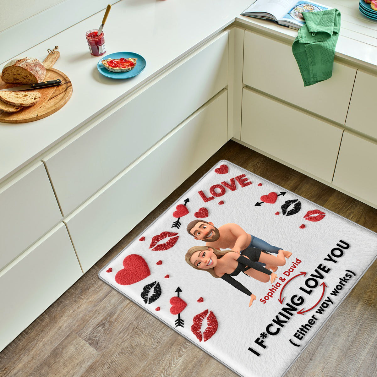 Si je t'aime de toute façon, ça marche - Tapis touffeté antidérapant personnalisé pour couple