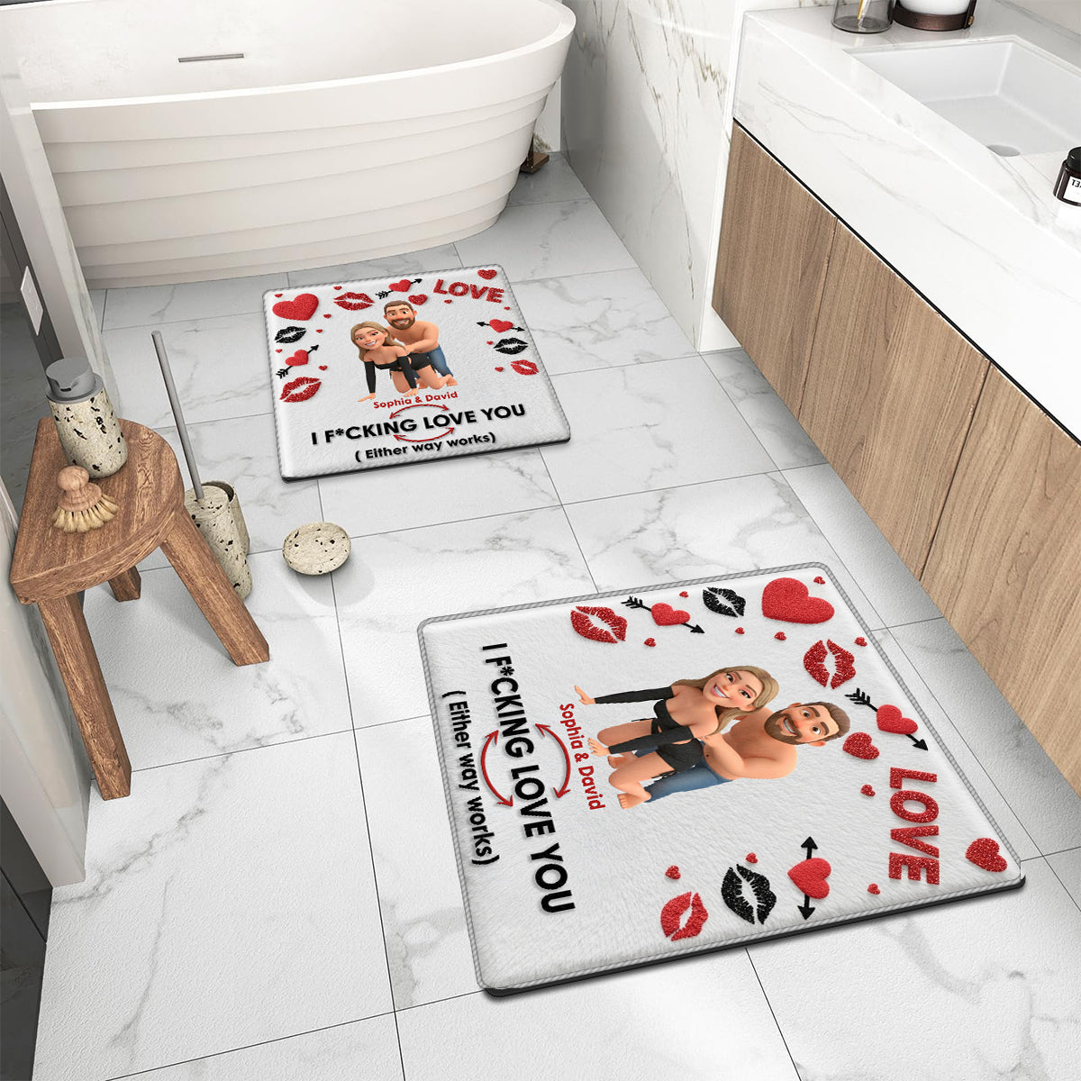 Si je t'aime de toute façon, ça marche - Tapis touffeté antidérapant personnalisé pour couple
