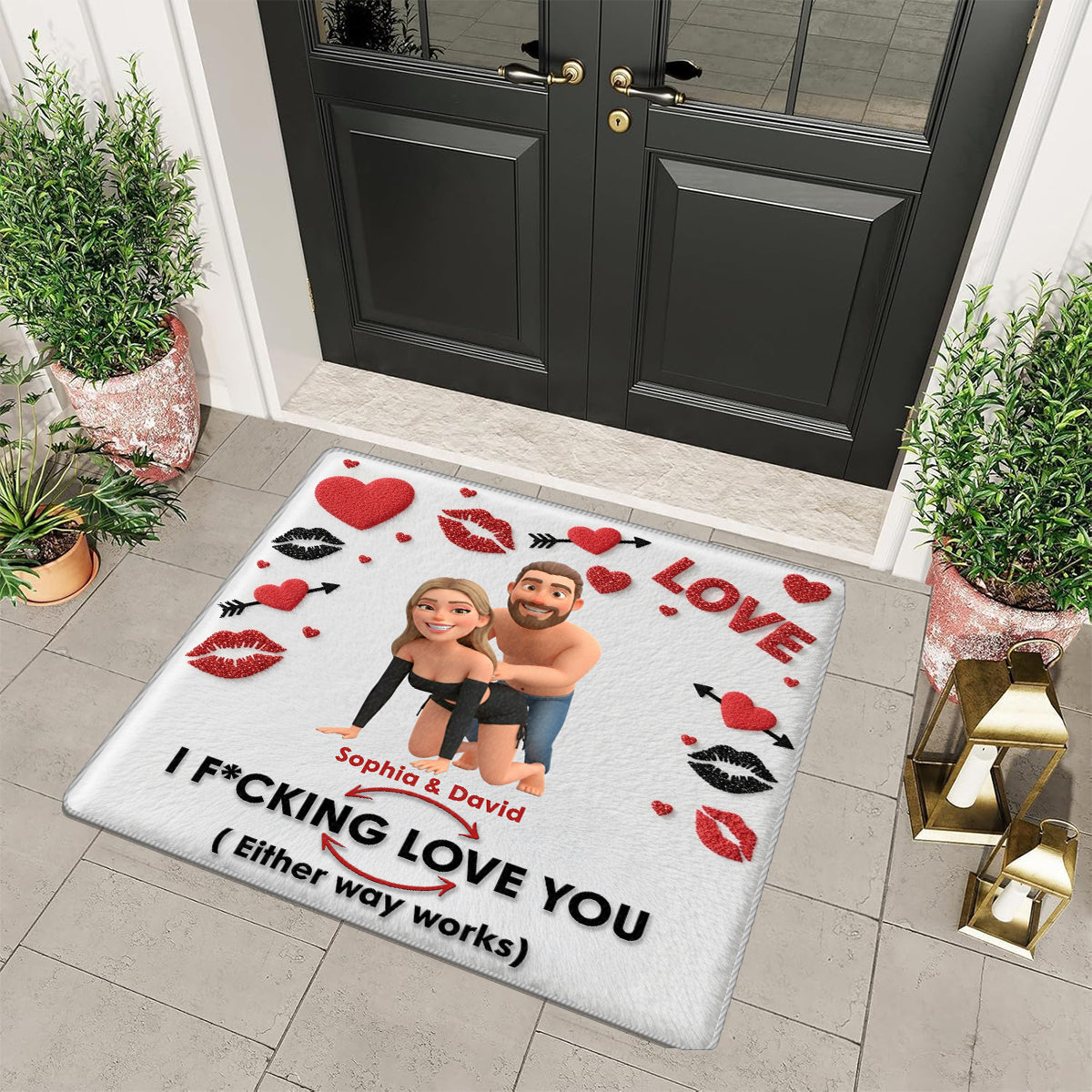 Si je t'aime de toute façon, ça marche - Tapis touffeté antidérapant personnalisé pour couple