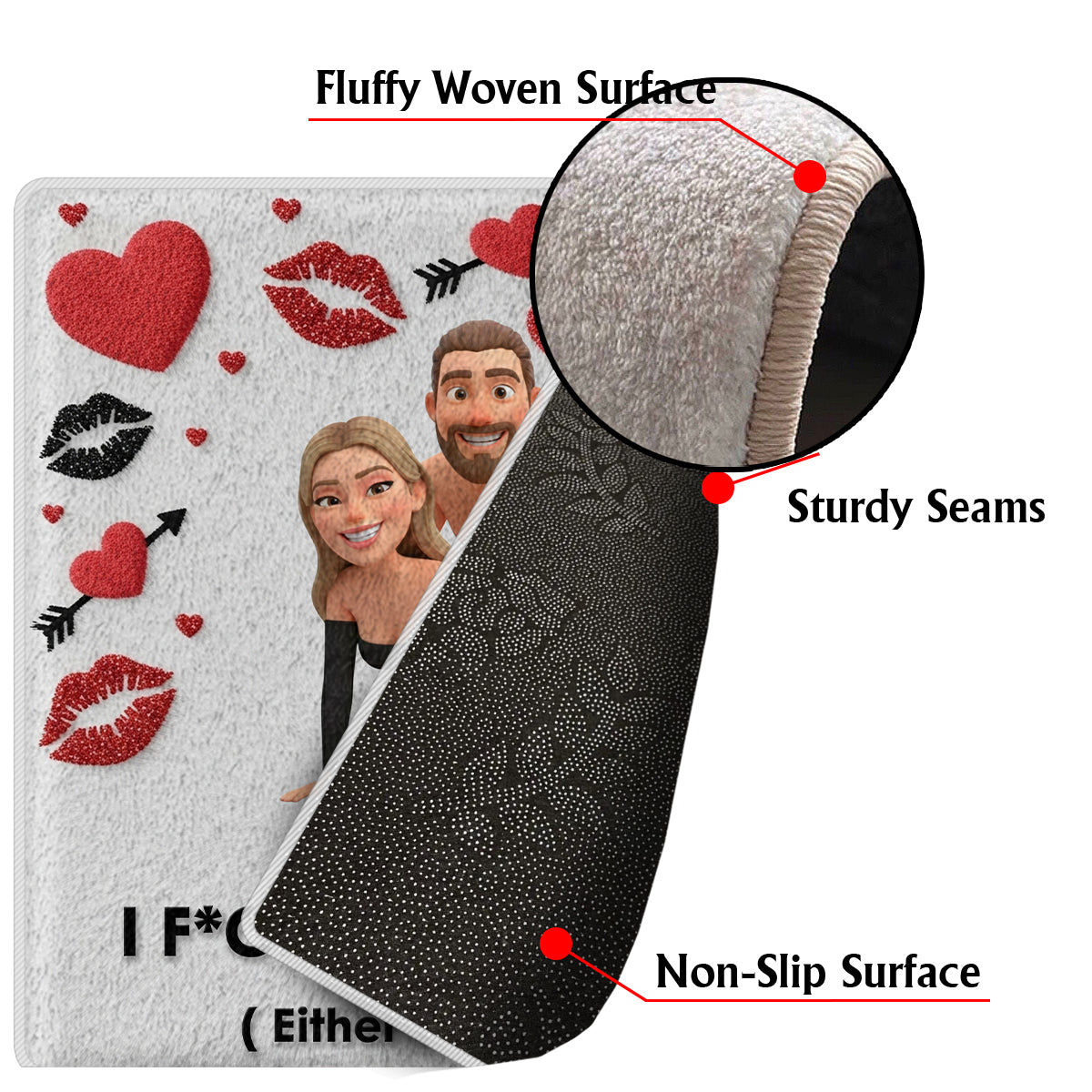 Si je t'aime de toute façon, ça marche - Tapis touffeté antidérapant personnalisé pour couple